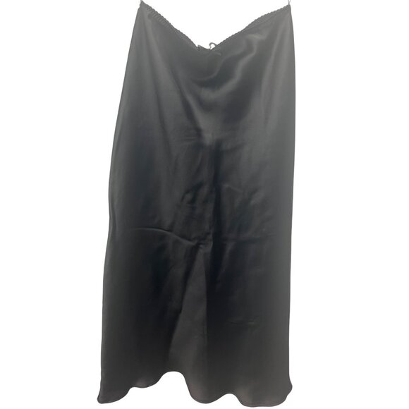 Zara Black Satin Midi Skirt
